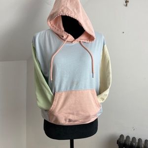 SHEIN Block Colors Pullover Hoodie Sweater